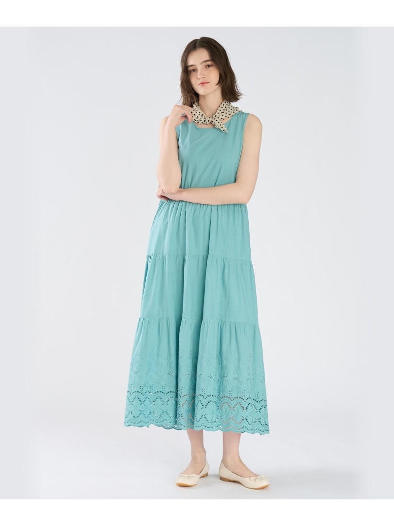 【SALE／20%OFF】シフリーレース コットン ノースリーブ ロング ワンピース To b. by agnes b. アニエスベー ワンピース・ドレス ワンピース グリーン【RBA_E】【送料無料】[ Fashion]｜agnes b.