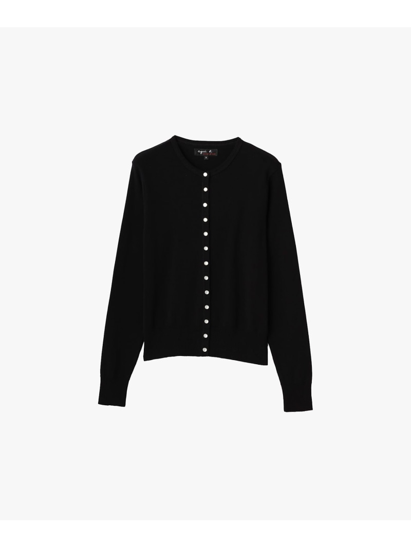 コットン 長袖 カーディガンプレッション "Swing Nacre" agnes b. FEMME アニエスベー トップス カーディガン ブラック【送料無料】[ Fashion]｜agnes b. 19,250円