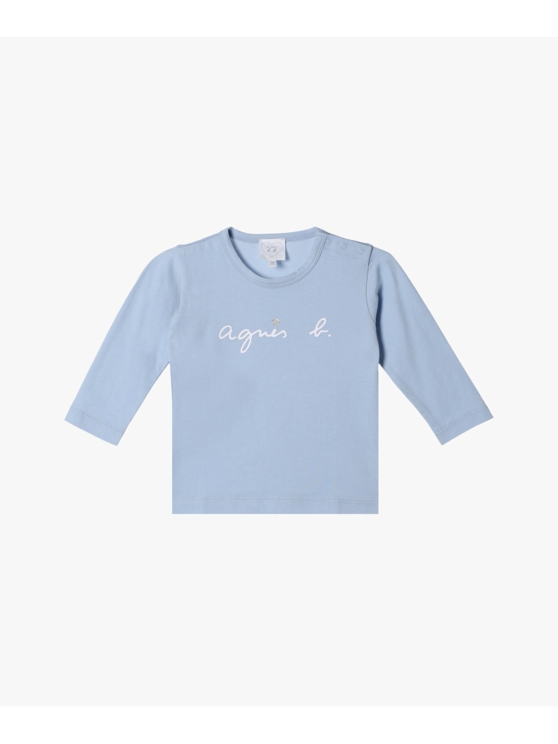 ベビー ロゴ ハート プリント コットン 長袖 Tシャツ agnes b. ENFANT アニエスベー トップス カットソー・Tシャツ ブルー【送料無料】[ Fashion] 5,280円