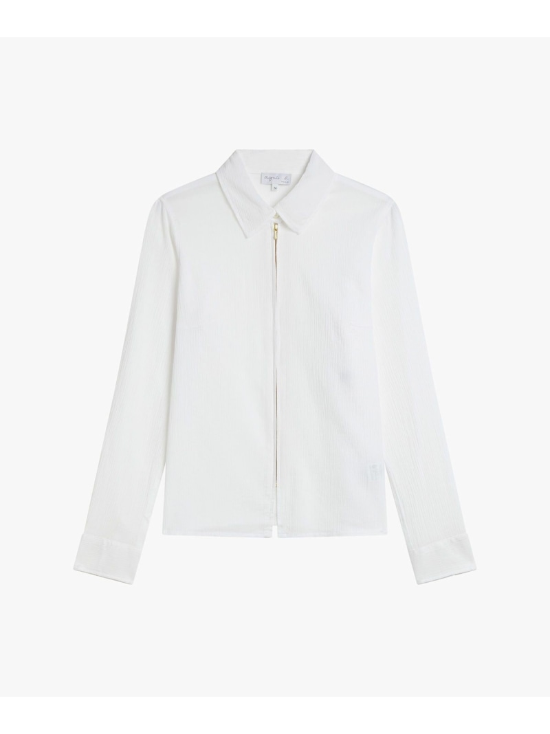【SALE／30%OFF】コットン 長袖 ジップアップ ブラウス agnes b. FEMME アニエスベー トップス シャツ・ブラウス ホワイト【RBA_E】【送料無料】[ Fashion]｜agnes b.