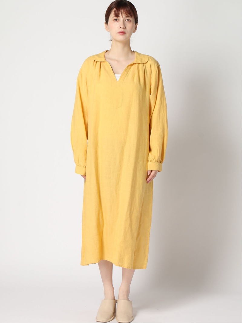 Agnes B W Uaf9 Robe リネンワンピース Agnes B アニエスベー ワンピース 長袖ワンピース イエロー 送料無料 Rakuten Fashion septicin Com