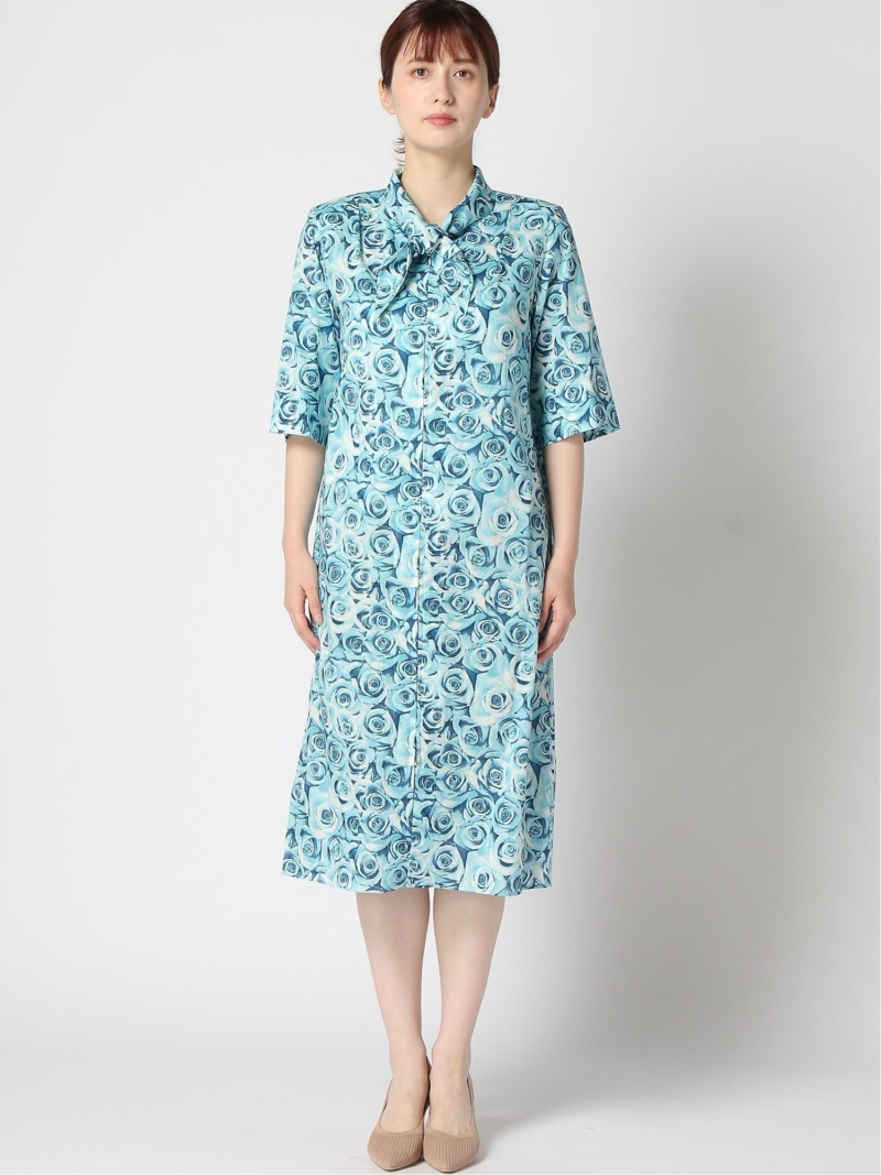 Agnes B W Ie Robe ローズプリントワンピース Agnes B アニエスベー ワンピース 5ー9分袖ワンピース ブルー 送料無料 Rakuten Fashion septicin Com