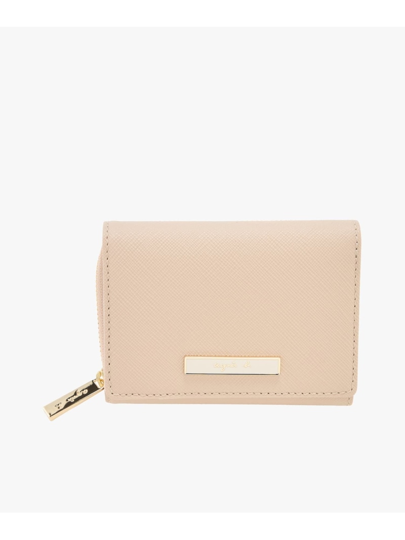 レザー 三つ折り ミニ ウォレット "Erika" QAW05-16 agnes b. VOYAGE アニエスベー 財布・ポーチ・ケース 財布 ベージュ【送料無料】[ Fashion]｜agnes b.