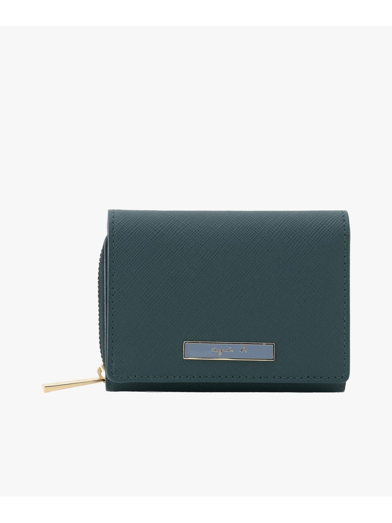 レザー 三つ折り ミニ ウォレット "Erika" QAW05-16 agnes b. VOYAGE アニエスベー 財布・ポーチ・ケース 財布 グリーン【送料無料】[ Fashion]｜agnes b.
