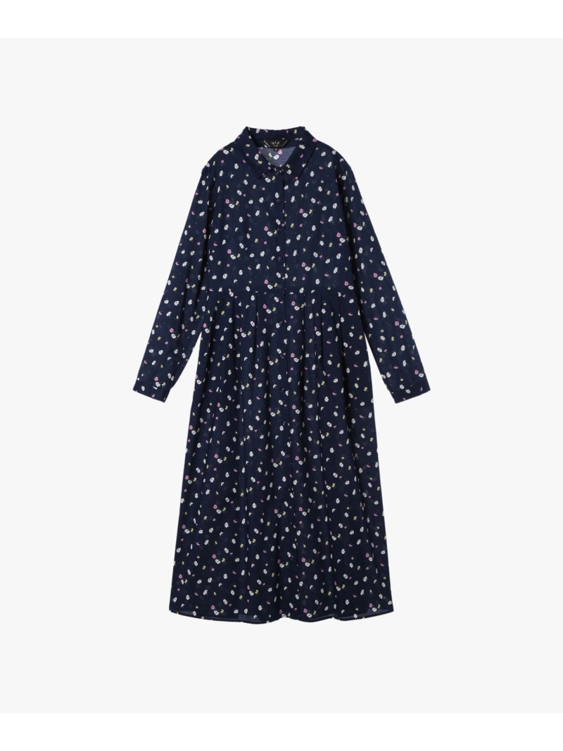 フラワープリント コットン 長袖 ワンピース To b. by agnes b. アニエスベー ワンピース・ドレス その他のワンピース・ドレス ネイビー【送料無料】[ Fashion]