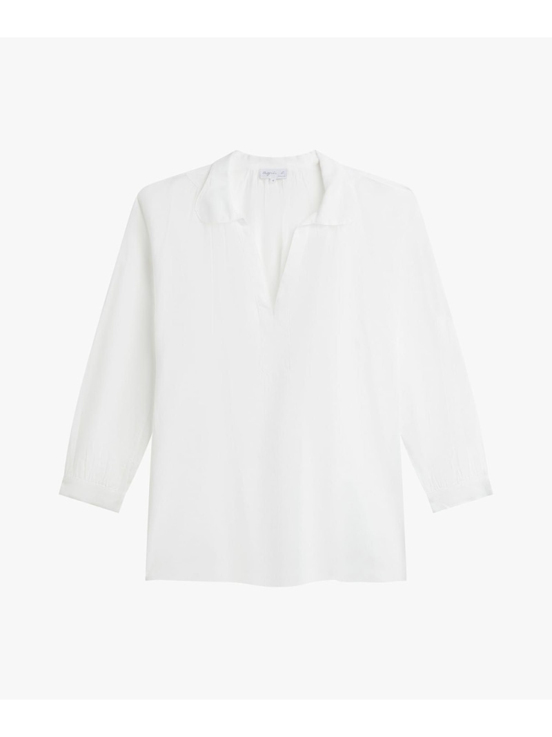 ガーゼ調コットン 長袖 ブラウス "Clavecin" agnes b. FEMME アニエスベー トップス シャツ・ブラウス ホワイト【送料無料】[ Fashion]｜agnes b.
