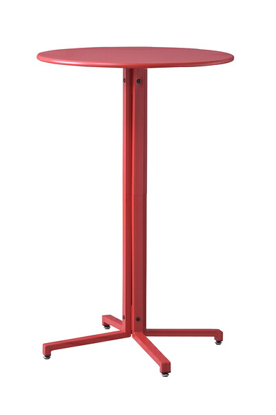 ハイテーブル 円形 60cm天板 高さ93.5cm PT-332RD 赤 レッド スチール テーブル 机 オフィス カフェ シンプル ラウンド 丸テーブル カウンターテーブル ダーツバー バーカウンター｜agog　店