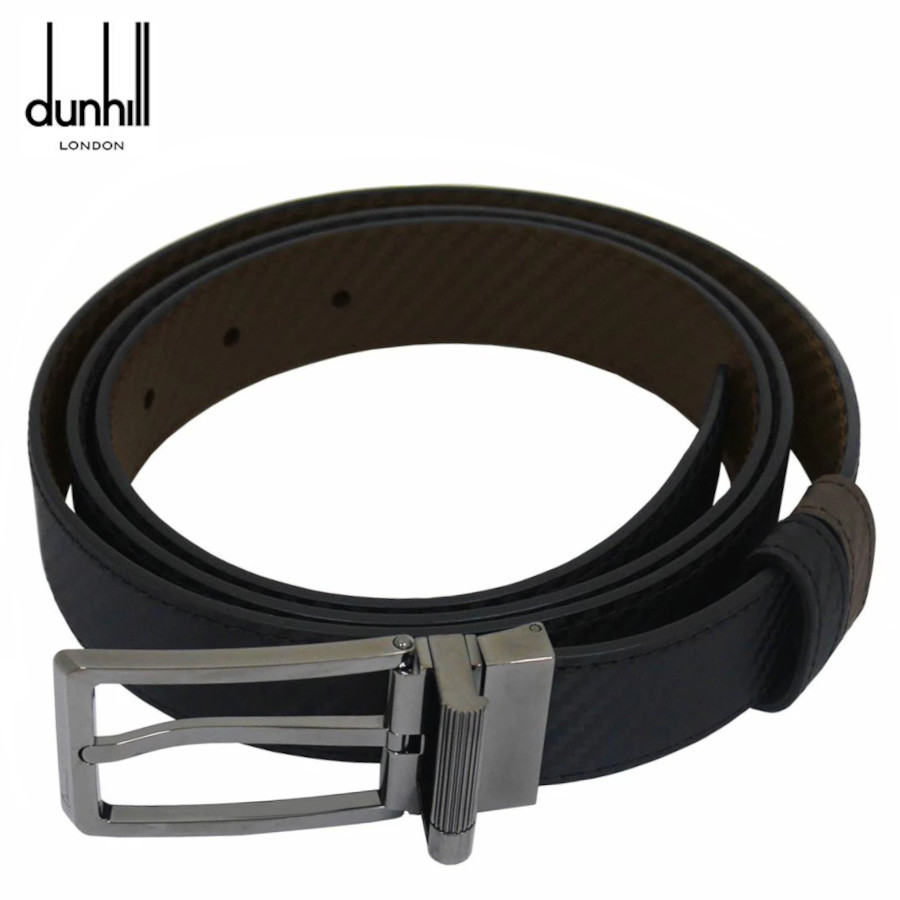 【ラッピング可】 DUNHILL レザーベルト DU24F4T22RR リバーシブル 型押しブラック×型押しブラウン メンズ ダンヒル 父の日 贈り物 黒 本革 プレゼント・ギフトに最適 シボ 紳士服 おしゃれ おすすめ クラシック スーツ 新成人 クリスマス フォーマル