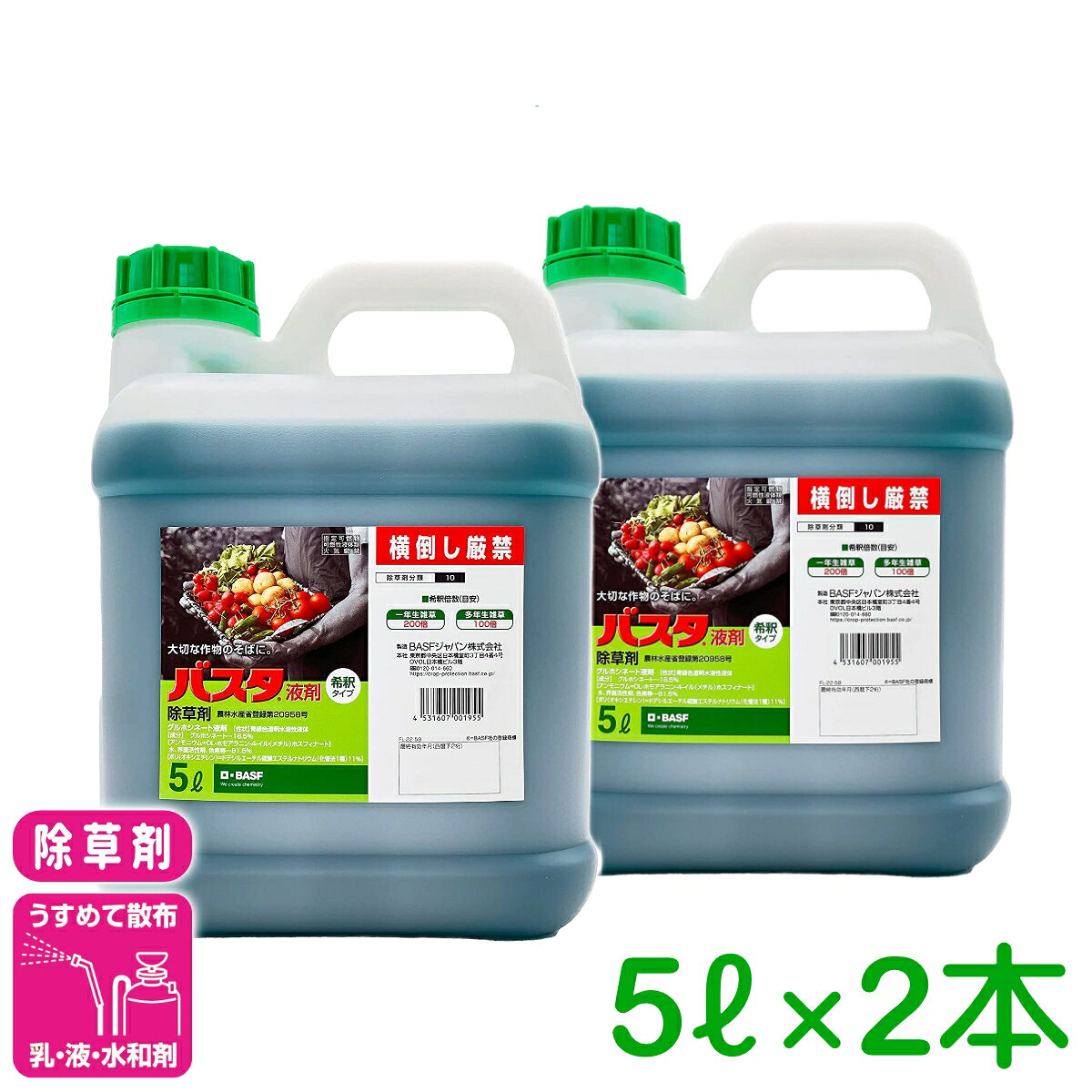 まとめ買い 2本仕掛ける 除草剤 2本仕掛ける バスタ液剤 5L BASF 畦畔 水稲 畜産 身寄り家庭菜園 杉菜 オオアレチノギグ