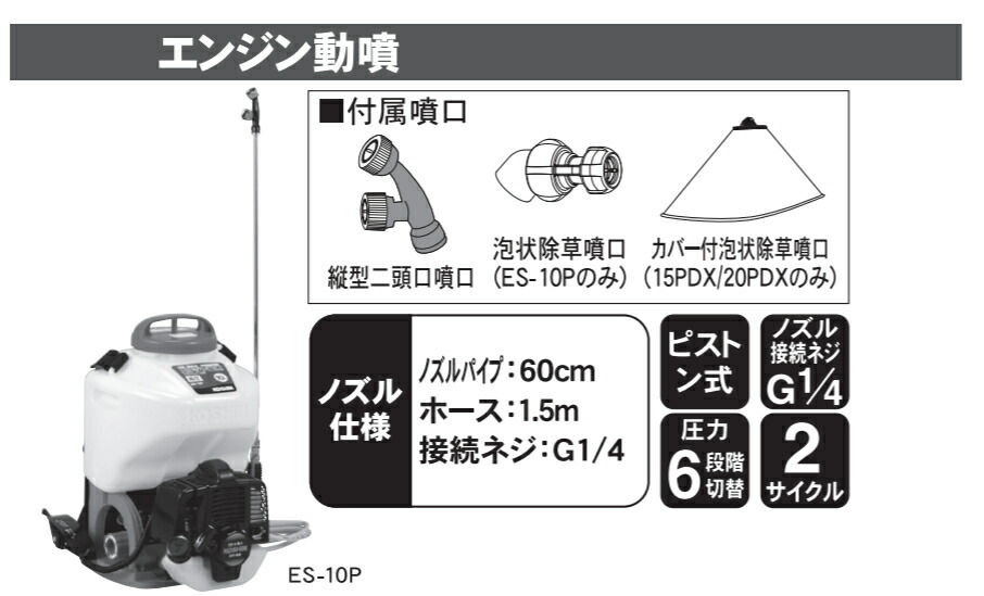 工進 KOSHIN 背負い式 エンジン 動噴 タンク 10L ES-10C 2サイクル 混合 リコイル スタート カスケード ポンプ 消毒 最上の品質な