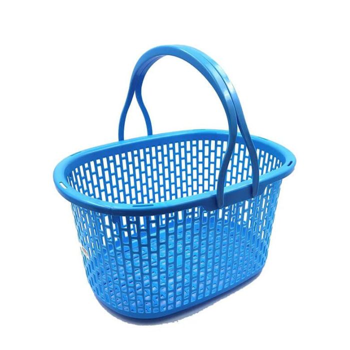 刈りいれるカゴ 小判型 15L 青碧 2個×30個(60書き割り) 村の鍛冶屋