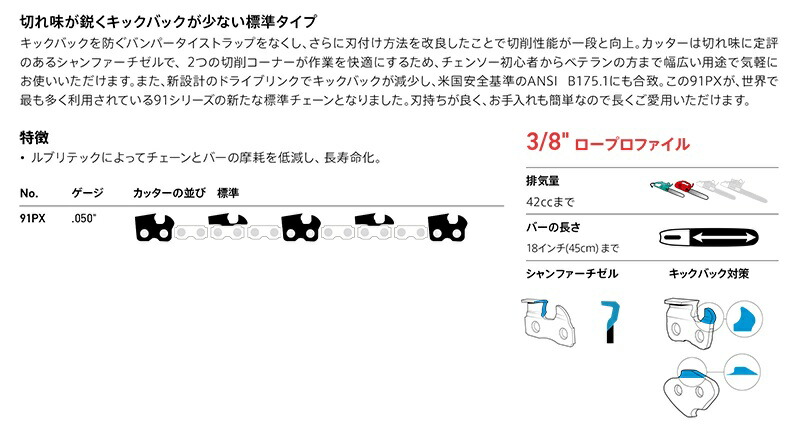貨物輸送無料 ソーチェーン 91px 57e チェンソー所用替刃 Oregon オレゴン 郵便宜便 Ficap Fr