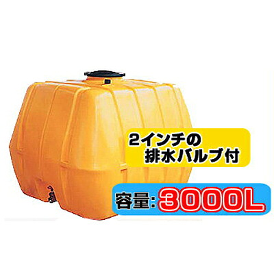 コダマ樹脂工業 タマローリータンク（横型） AT-3000 【3000L】【50A水抜き弁膜付き添い人】【人間宅送りとどける不可（法人名でご申しつけるください）・代引不可】