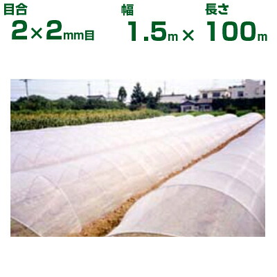 ダイオ化成 防虫ネット ダイオサンシャイン 9010 目合2×2mm目 1.5m×100m (代引不可) (農業用 園芸用 家庭菜園 ガーデニング 農業資材 防虫網 虫除けネット トンネル 畑 ビニールハウス 野菜 網目 べたがけ 透明 イノベックス 150cm)