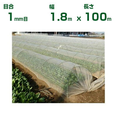ダイオ化成 防虫ネット ダイオサンシャイン S-2000 目合1mm目 1.8m×100m (代引不可) (農業用 園芸用 家庭菜園 ガーデニング 農業資材 防虫網 虫除けネット トンネル 畑 ビニールハウス 野菜 網目 べたがけ 透明 イノベックス 180cm)