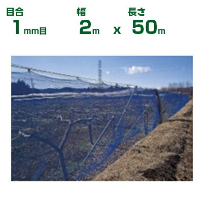 【個人宅配送OK】日本ワイドクロス 防風ネット ワイドラッセル防風網 BL100 ブルー 1mm目 2m&times;50m (農業用)(園芸用)(農業資材)(家庭菜園)(200cm)｜アグリズ店