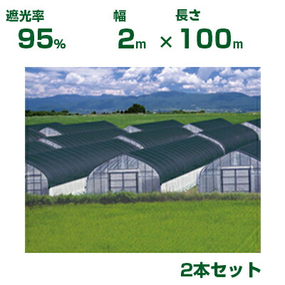【個人宅配送OK】日本ワイドクロス 遮光ネット ワイドスクリーン BK1412 平織 ブラック 遮光率約95% 2m×100m 2本 (農業用 植物 畑 庭 育苗 園芸 遮熱 トンネル 茄子 人参 ネギ ハウス 日よけ みょうが メロン 野菜 蘭 りんご レタス 露地 ガーデニング 牛舎 椎茸 200cm)|アグリズ店