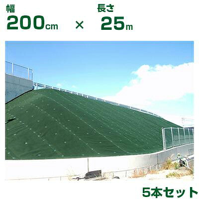 法人限定 防草シート 2m 小泉製麻 防草シート 緑化マルチフェルト Ver.600 緑 200cm X 25m 5本入 グリーン 4mm 耐用約10年 難燃性 エロージョン防止