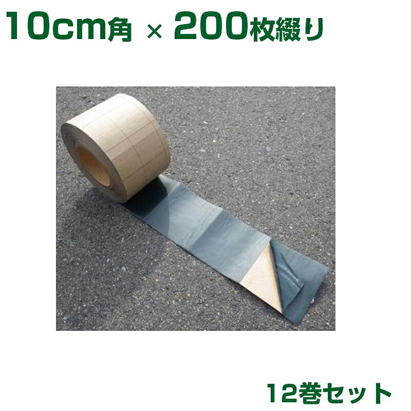 谷口産業 マルチング接着テープ スリット 緑 10cm角 X 200枚綴り 12巻 MTG-100S|アグリズ店