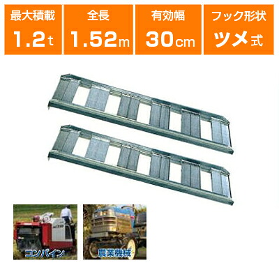 【個人宅配送OK・代引不可・返品不可・一部配送不可地域あり】1.2t 2本セット 昭和 アルミブリッジ あぜこし用 SB-150-30-1.2 (ツメ式)【有効長1500×有効幅300(mm)】【150cm 30cm 1.2t】【最大積載1.2t/セット(2本)】 【1.2トン】【1.2t】【国産・日本製】【1.5m】 33,493円