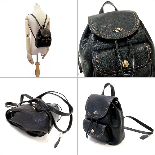 コーチ レザーバッグ Coach アウトレット ペブルド レザー ペニー スモール バックパック 22 リュック C4121 Imblk N Salon Raquet De