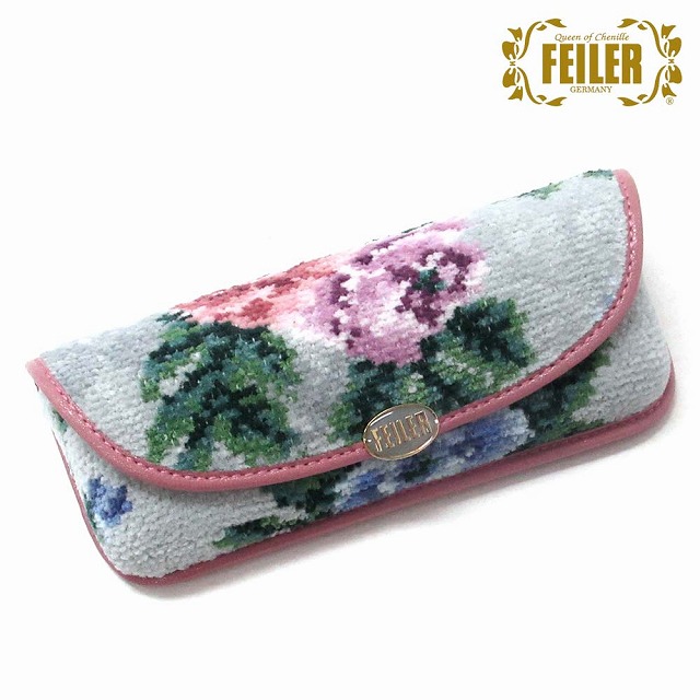 FEILER フェイラー メガネケース メロウローズ メガネ拭き付き メガネクロス ピンクグレー MLR-232033 n250212
