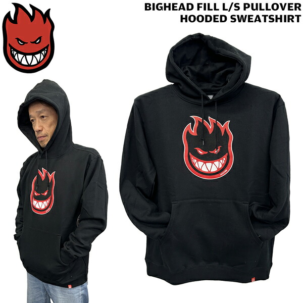 パーカー スピットファイア SPITFIRE BIGHEAD FILL L/S PULLOVER HOODED SWEATSHIRT BLACK w/ BLACK RED & WHITE PRINT｜MOVE select