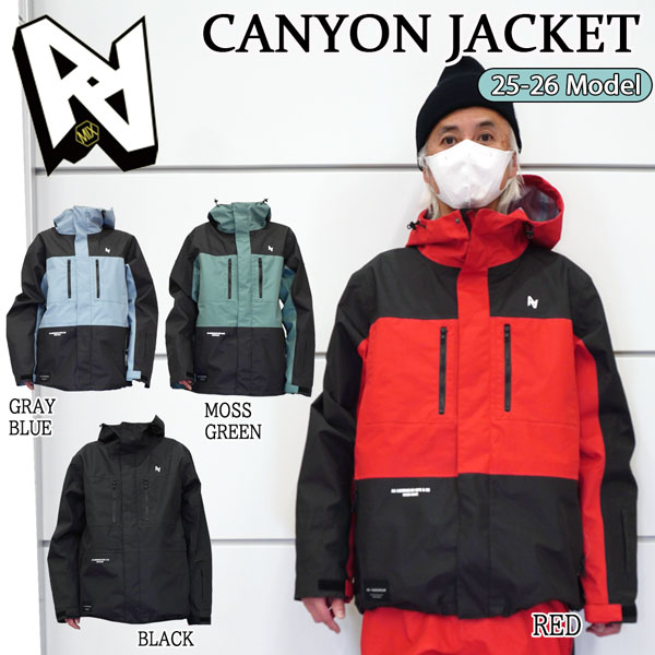25-26 ダブルエー キャニオン上衣 AA HARDWEAR CANYON JACKET スノーボード 御召しもの 上衣 25-26-JK-AA 黒いこと 薄墨色青み モスグリーン 赤いこと XS S M L XL XXL
