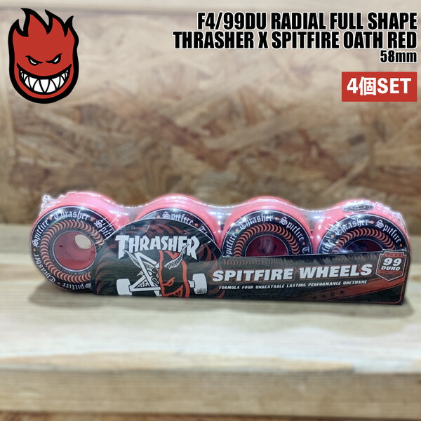 スピットファイア ウィール SPITFIRE F4/99DU 58粍 RADIAL FULL SHAPE THRASHER X SPITFIRE OATH RED スラッシャーxスピット スケートボード-パーツ