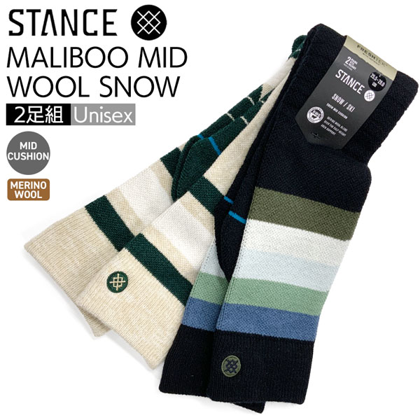 スタンス マリブ―ミッドウールスノー2PK STANCE MALIBOO MID WOOL SNOW 2 PACK スキー スノーボード ソックス 靴下 マルチ