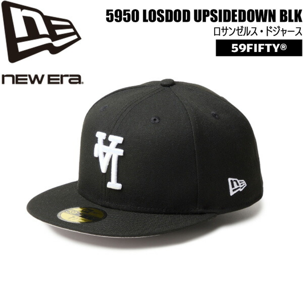 ニューエラ キャップ NEW ERA 5950 ロサンゼルス・ドジャース UPSIDEDOWN ブラック 帽子 ポリエステル