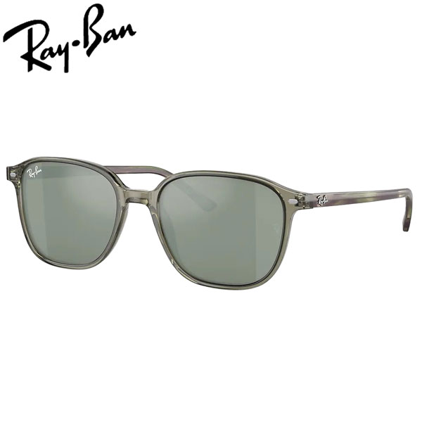 レイバン サングラス レオナルド RayBan LEONARD 66355C(55サイズ) フレーム：TRANSPARENT GREEN レンズ：GREY MIRROR アジアンフィット 正規品 保証書付き