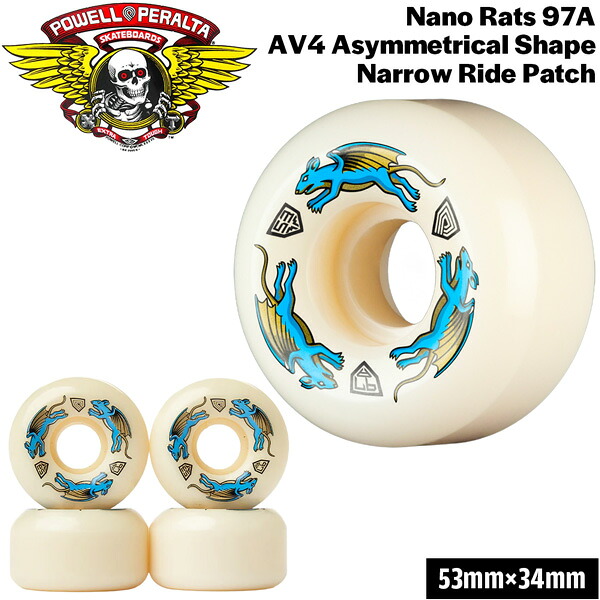 ウィール パウエルペラルタ POWELL PERALTA DRAGON FORMULA NANO RAT 53 x 34mm 97A AV4 4個セット ドラゴンフォーミュラー