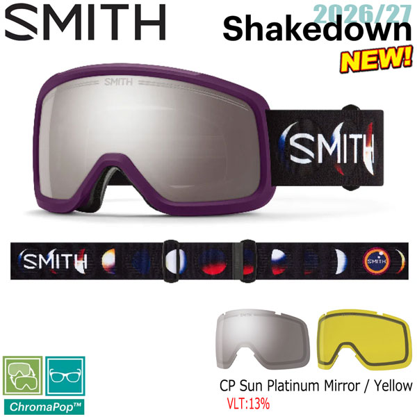 予約 26-27 SMITH スミス SHAKEDOWN シェイクダウン CHERRY LACQUER PHASES CP SUN PLATINUM MIRROR+YELLOW 26-27-GG-SMT スキー スノーボード ゴーグル｜MOVE select