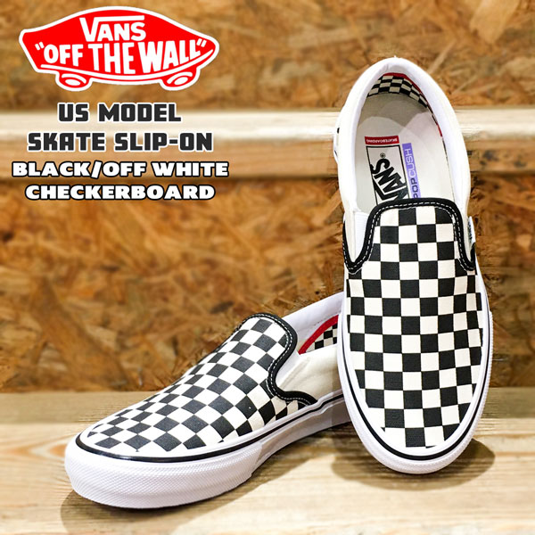 VANS バンズ SKATE SLIP-ON スリッポン スニーカー  ヴァンズ US (CHECKERBOARD) BLACK/OFF WHITE VN0A5FCAAUH