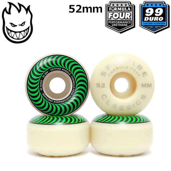 SPITFIRE スピットファイヤー WHEELS F4 99DU CLASSIC 52 GREEN フォーミュラーフォー SK8ウィール 4個set スピットファイア 6,336円