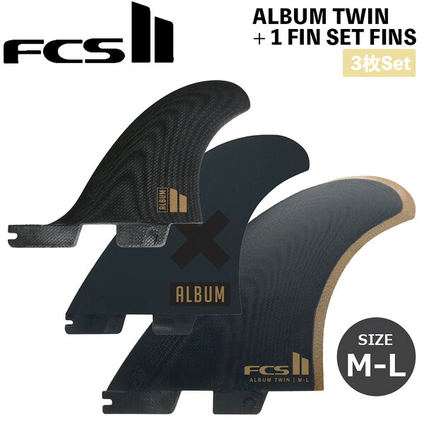 サーフィン フィン FCS2 FCSII エフシーエス Album Twin+1 PG - M-L Black/Gold Retail Fins ツインスタビ 3枚set|MOVE select