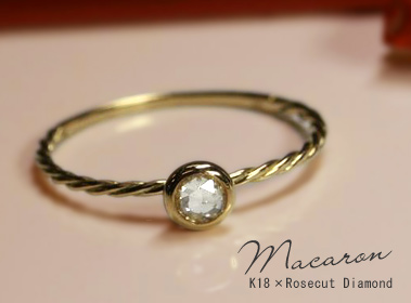 【再販】K18 ゴールド ローズカット ダイヤモンド リング 差し色はホワイト♪「MACARON ROSE - マカロンローズ - 」 18K 18金 YG WG PG イエローゴールド ホワイトゴールド ピンクゴールド 一粒 ひと粒 ギフト プレゼント【送料無料】＊2510 37,050円