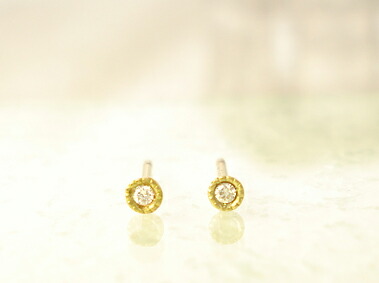 K18 ゴールド ダイヤモンド トータル0.02ct ピアス H～Ｆカラー/SIクラス「Classico petit - クラシコプティ - 」18K 18金 YG WG PG イエローゴールド ホワイトゴールド ピンクゴールド ミル ひと粒 イヤリング イヤクリップ ＊2510
