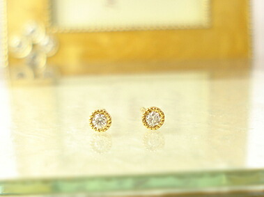 楽天市場】K18 ゴールド ダイヤモンド ピアス「ミニ薔薇（S）」18K 18