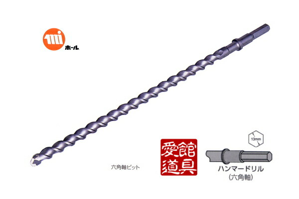 ミヤナガ HEX19065 六角軸超ロングビット 法面工事用 19.0mm×全長650mm (有効長535mm)