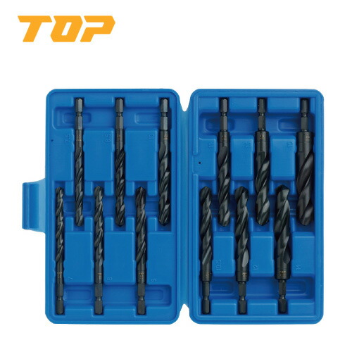 TOP/トップ工業 ETD-715S 電動ドリル用六角シャンク鉄工ドリルセット(大径)　12本組｜プロ向け工具専門店【愛道具館】