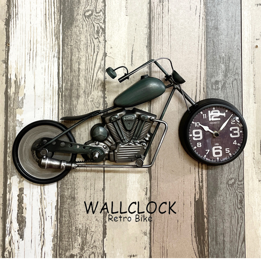 楽天市場 時計 ブリキ製 バイク アメリカン おしゃれ アナログ レトロバイク風 小さい コンパクト 壁掛け時計 置き時計 ハーレー風 プレゼント 生活雑貨 アメリカン雑貨 ガレージに インテリアスペース