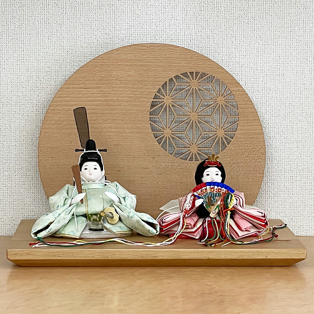 【最短即日出荷可能】 雛人形 コンパクト おしゃれ ミニ 可愛い 丸顔 木目 親王飾り 木製 モダン セット 小さい ひな人形|あい工房ギフト用品店