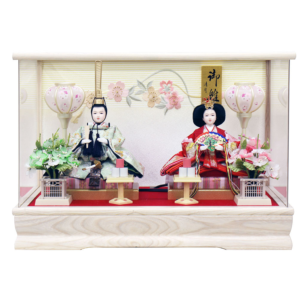 ケース飾り 独特な 送料無料 モダン コンパクト 可愛い かわいい お洒落 おしゃれ オルゴール付き 木目 白 ガラスケース ケース入り 親王飾り ケース飾り ひな人形 お祝い 雛人形 Kwakuku Com