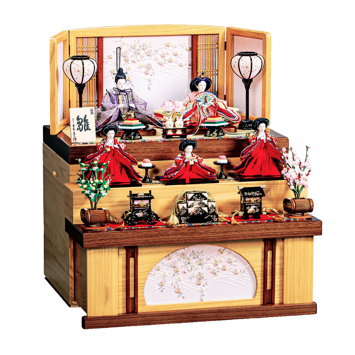 楽天市場】雛人形 コンパクト 三段収納飾り 平安豊久作 春風 小三五