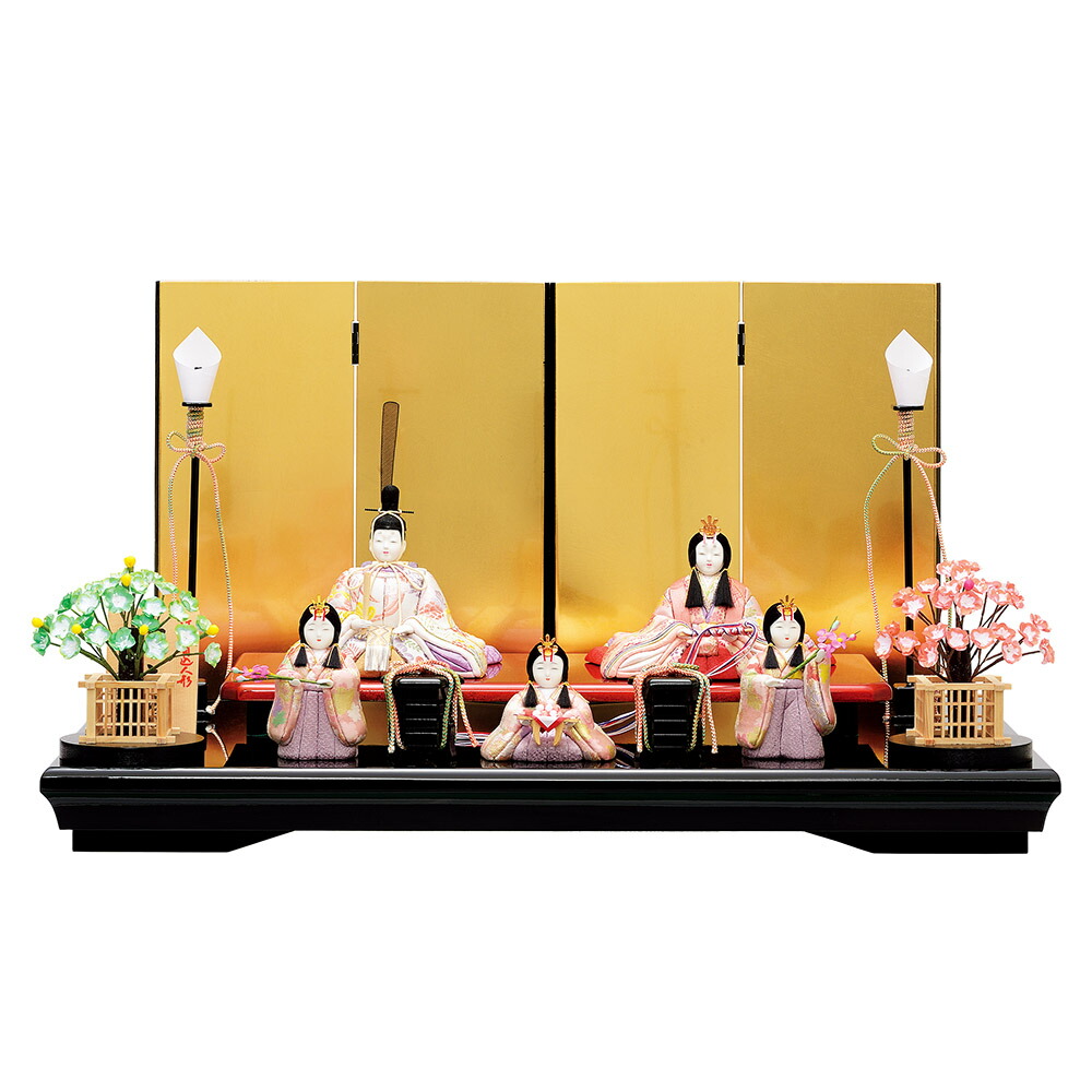 海外限定 雛人形 木目込み 一秀 ひな人形 五人飾 安土雛号 かわいい コンパクト 木目込 お雛様 おしゃれ 可愛い まる顔 Fucoa Cl