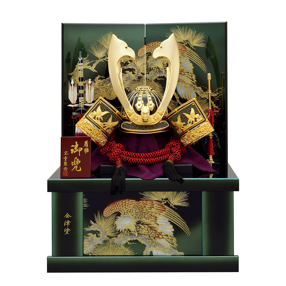 ●収納式　●五月人形フルセット●　中鍬形金兜　コンパクト 楽天市場】五月人形 コンパクト 25号 金北斗大鍬着用兜 収納飾り五月