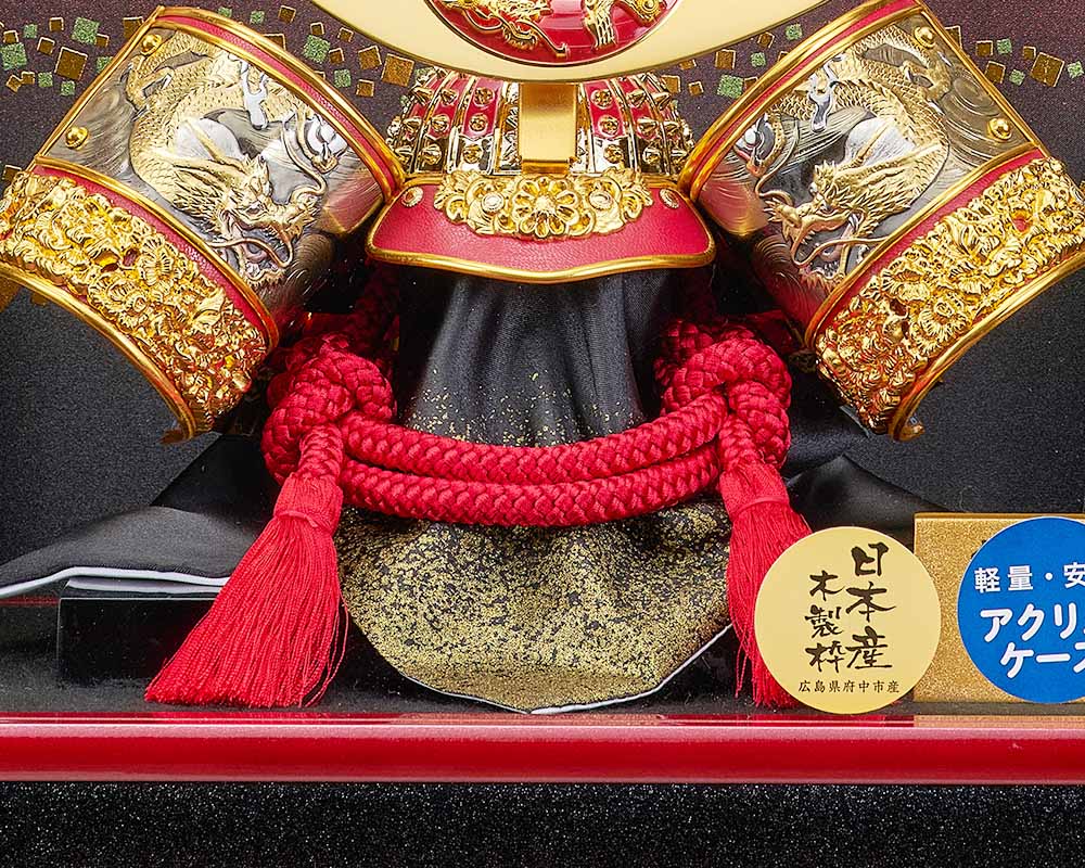 五月傀儡 5月人形 兜飾り ケース飾り 上杉謙信 六角 光竜 赤 黒 おしゃれ お洒落 かっこいい コンパクト Fikrimahsul Com