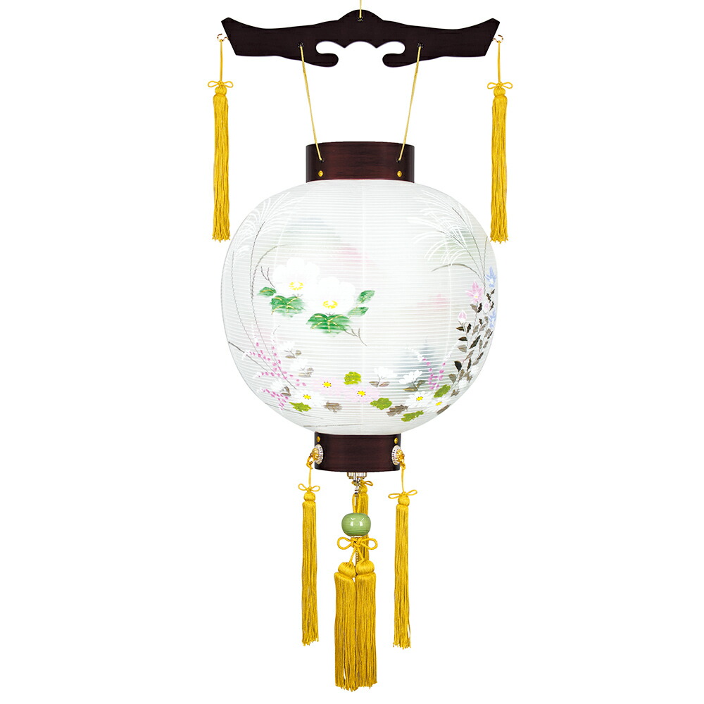 盆提灯 初盆 新盆 ミニサイズ コンパクト 提灯 創作 モダン 美吉野絹二重絵入 外火袋絹張り LED 電池式 盆ちょうちん 仏具 お盆飾り 新盆飾り 贈答 小型 8031-11-133ac|あい工房ギフト用品店